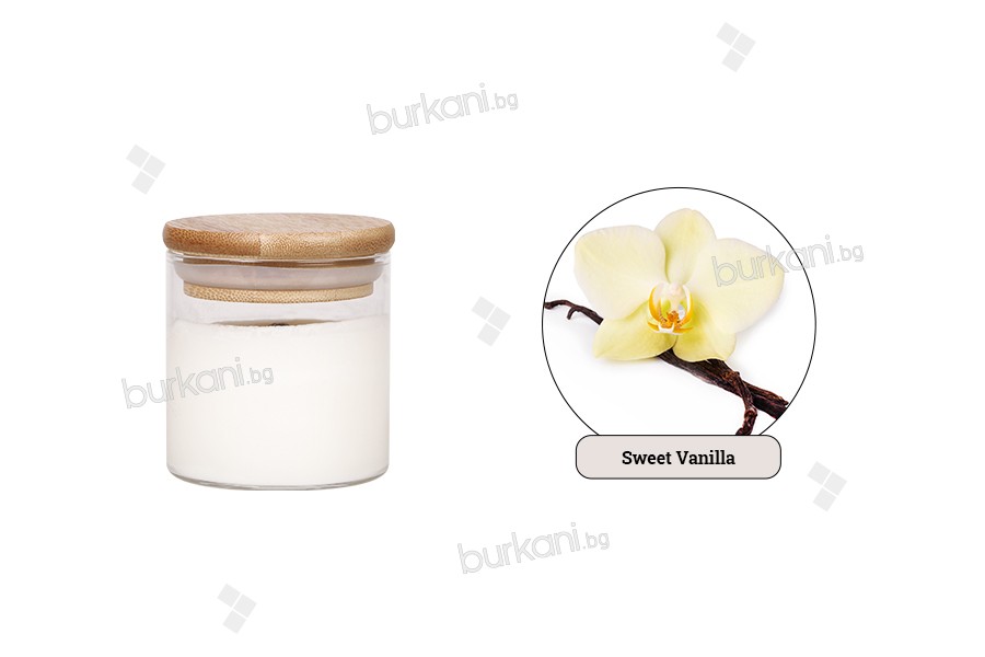 Ароматна ръчно изработена свещ Sweet Vanilla- с дървен фитил 110 гр.