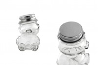 30 ml glass shaped teddy bear with silver aluminum cap