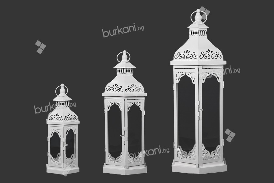 Метален фенер с прозорци в комплект от 3 броя S-M-L