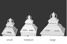 Метален фенер със стъклени прозорци, в комплект от 3 бр.  S-M-L