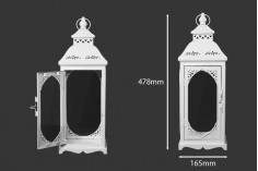 Метален фенер със стъклени прозорци, в комплект от 3 бр.  S-M-L