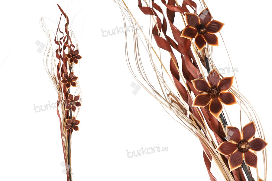 Dekoratif dal ve çiçeklerden oluşan buket 1,4 m kahverengi renkte