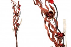 Букет от декоративни клончета и цветя 1,4 м в кафяви керемидени нюанси
