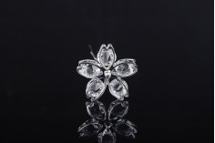  metalik dekoratif taş çiçeği broş  (genişlik 27 mm) - 20 adet