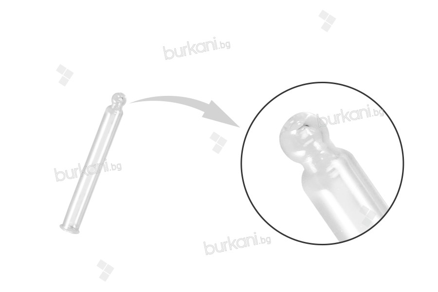 Cam tüp, PP20 ağızlı şişeler için şeffaf (30 ml) - uzunluk 62 mm