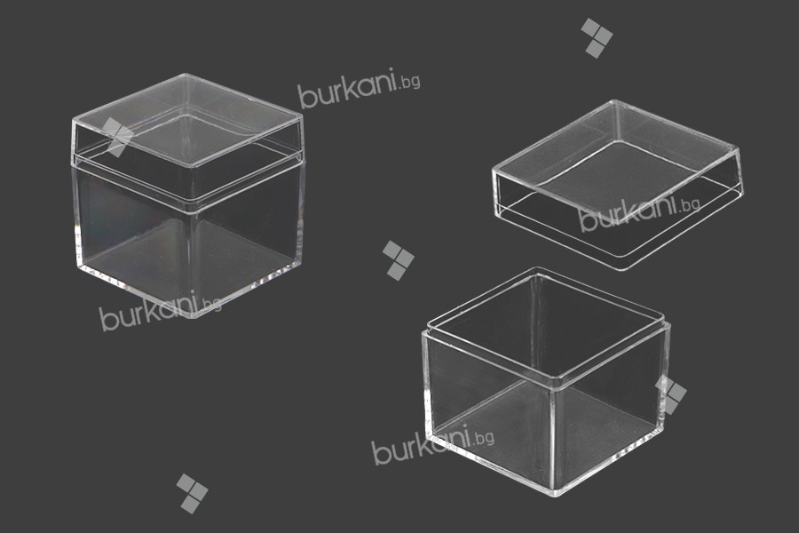 Квадратни пластмасови прозрачни кутийки - 12 бр