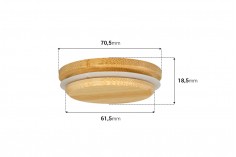 Дървена капачка с гумено уплътнение  за буркани с вътрешен диаметър на гърлото 61,5 мм