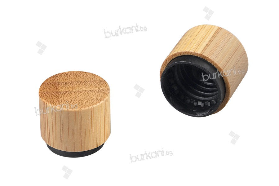 Plastic cap PP18 with bamboo coating, inner liner and inner plug