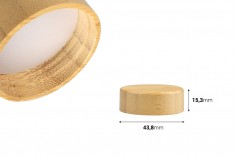 Дървена (бамбукова) капачка с уплътнител за буркан 15 мл 
