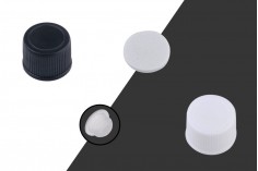 Пластмасова черна или бяла капачка  PP18 с вътрешено уплътнение и тапа
