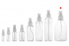Пластмасова PET бутилка 250 мл със спрей пулверизатор за парфюмна вода, есенции, масла и др. - в опаковка от  12 броя