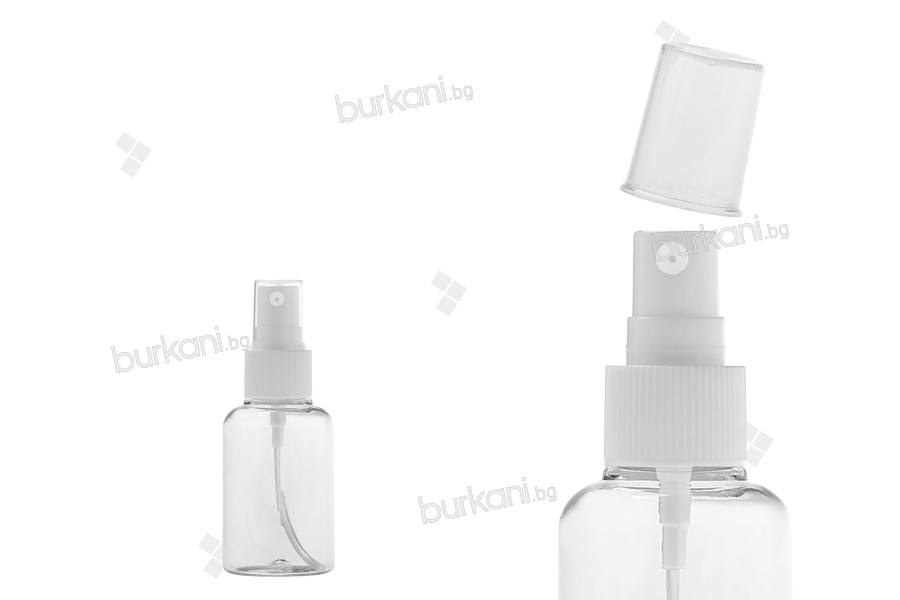Пластмасова PET бутилка 50 мл със спрей помпа за парфюмна вода