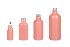 Стъклена розова матирана бутилка 10 мл за етерични масла с гърловина ПП18 
