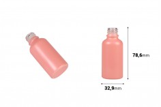 Uçucu yağlar için  Pembe Mat cam şişe, PP18 30 ml
