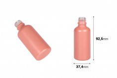 Стъклена розова матова бутилка 50 мл с гърловина ПП18 за етерични масла 