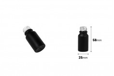 Стъклена черна матова бутилка за етерични масла 10 мл с гърловина PP 18