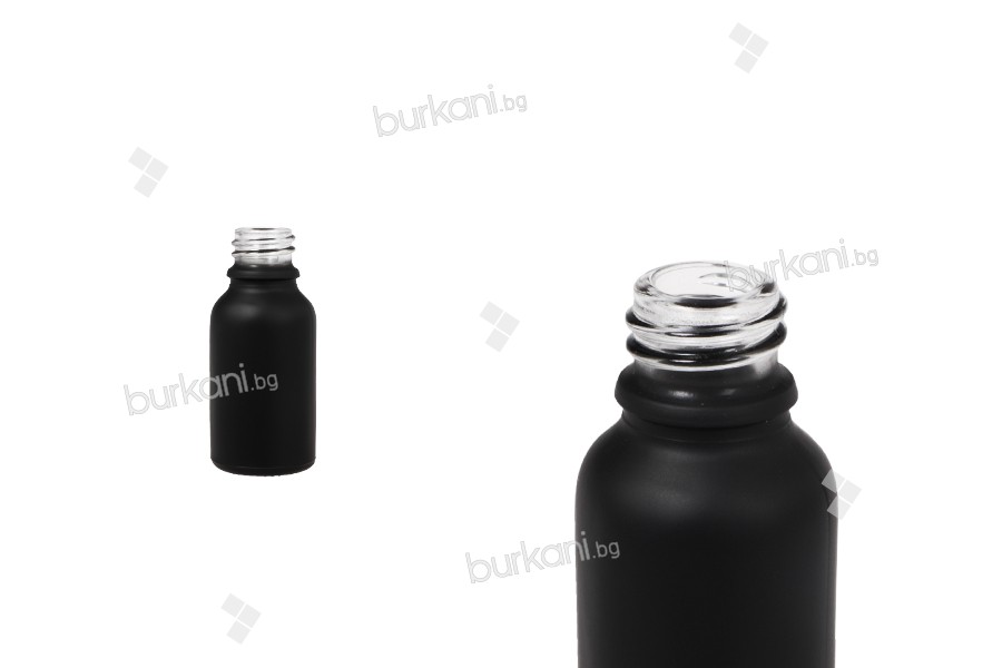 Стъклена черна матова бутилка 15 мл за етерични масла ПП18 