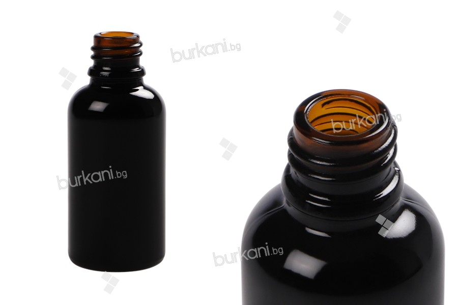 Стъклена черна  бутилка 30 мл за етерични масла 