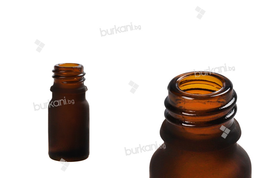 Стъклена кафява Матова бутилка за етерични масла 5 мл  (PP 18)