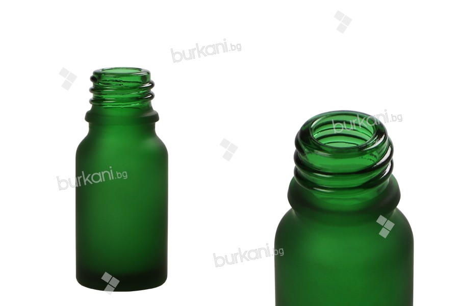 Стъклена матова зелена бутилка 10 мл за етерични масла 