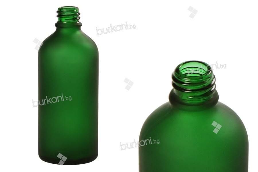 Стъклена матова зелена бутилка 100 мл за етерични масла 