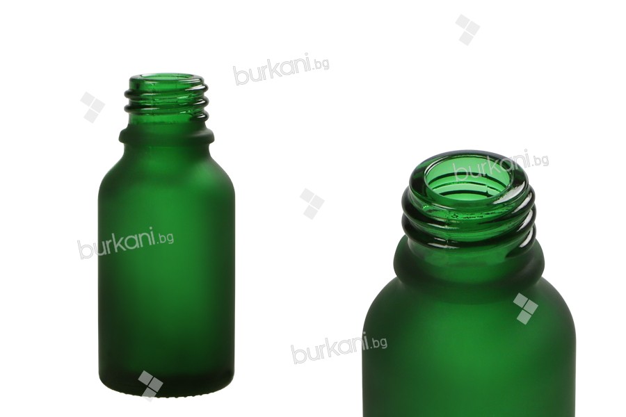 Стъклена зелена матова бутилка за етерични масла 15 мл 