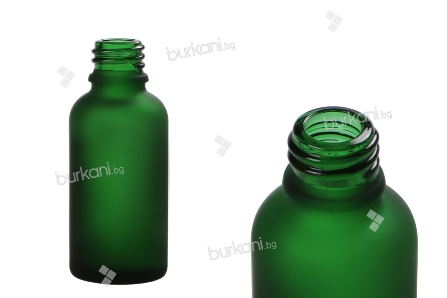 Стъклена зелена матова бутилка за етерични масла 30 мл