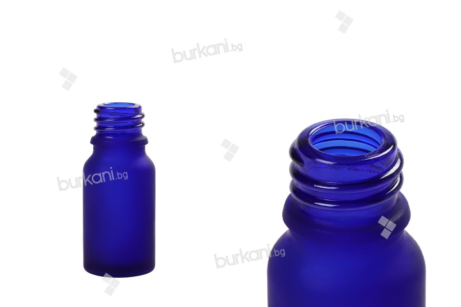 Стъклена синя матова бутилка 10 мл за етерични масла 