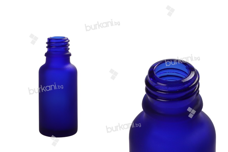 Стъклена синя матова бутилка за етерични масал 20 мл 