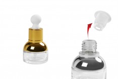 Стъклена прозрачна бутилка  20 мл за етерични масла с капкомер, цедка и капачка