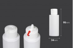 Бяла 50ml пластмасова бутилка (PP 20/410) с капачка - 12 бр.