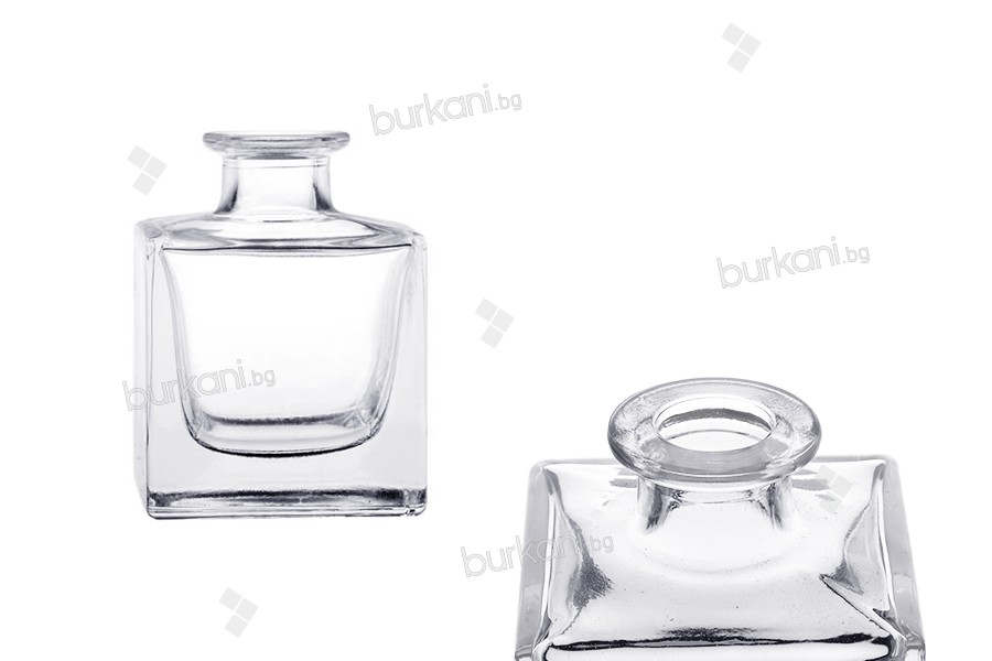 Стъклена квадратна бутилка  60 ml с тапа  Φ 15.5