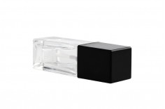 Стъклена квадратна бутилка 30 мл със черна лосион помпа 
