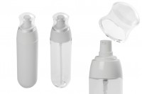 Пластмасова PET бутилка 100 ml с бяла помпа и прозрачна  капачка 