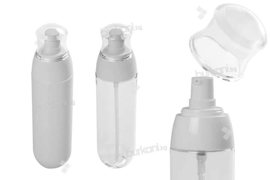 Pompa ve şeffaf kapaklı 100 ml plastik şişe