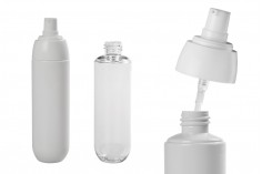 Пластмасова PET бутилка 100 ml с бяла помпа и прозрачна  капачка 