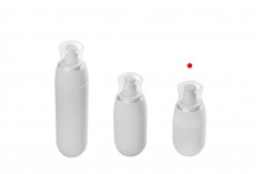 Пластмасова бутилка PET  30 ml с бяла лосион  помпа и прозрачна капачка 