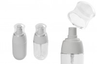 Пластмасова PET бутилка 50 мл с бяла лосион помпа и прозрачна капачка