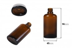 Стъклена кафява овална бутилка 50 мл за етерични масла (PP18)