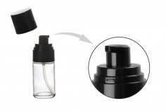 Siyah krem pompası ve kapaklı 30ml cam şişe (PP18)