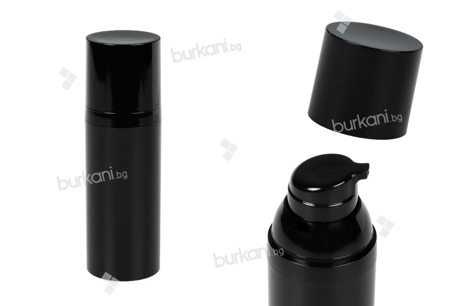 Пластмасова черна акрилна бутилка 50 мл Airless - 12 бр/опаковка 