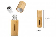 Roll on bottle 10 ml bamboo (glass inside) with metallic ball - 6 pcs