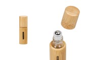 Roll on bottle 10 ml bamboo (glass inside) with metallic ball - 6 pcs