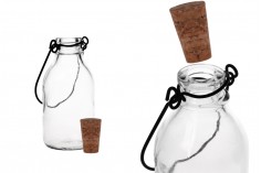 Стъклена бутилка с метална дръжка и коркова тапа  100ml
