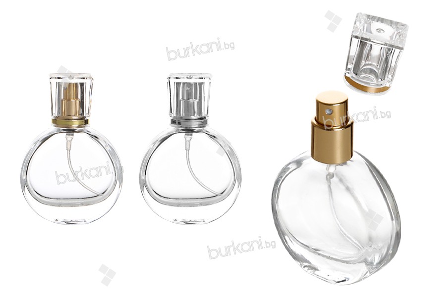 Sprey ve şeffaf kapaklı 25 ml şeffaf parfüm şişesi