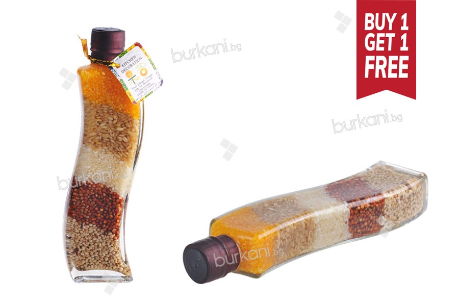 Mutfak dekorasyonu için çeşitli meyveler içeren cam şişe - 180 ml