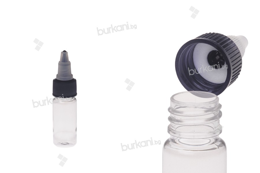 Elektronik sigara için siyah unicorn kapaklı PET şişe 10 ml - 50 adet