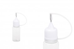 Пластмасова PET бутилка 10 мл с бяла капачка и игла за електронни цигари - 50 бр. в пакет 