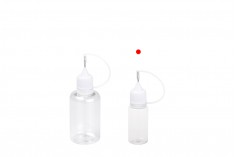 Пластмасова PET бутилка 10 мл с бяла капачка и игла за електронни цигари - 50 бр. в пакет 