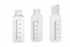 Пластмасова прозрачна бутилка 100 мл с бяла  flip top капачка  - 24 бр.